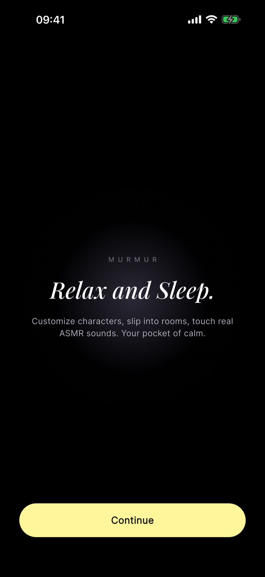 Calmo welcome screen